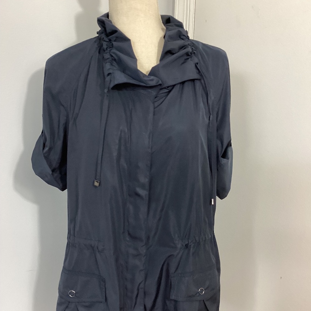 LAFAETTE 148 SZ MEDIUM NAVY SHORT SLEEVE PARKA JACKET CASUAL SPORT CHIC - Picture 13 of 13